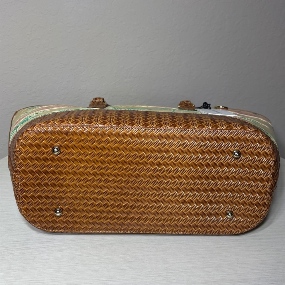 Brahmin Jeanne Copa Cabana Tote Honey Brown Tropical Leather Crossbody NWT - Picture 8 of 10